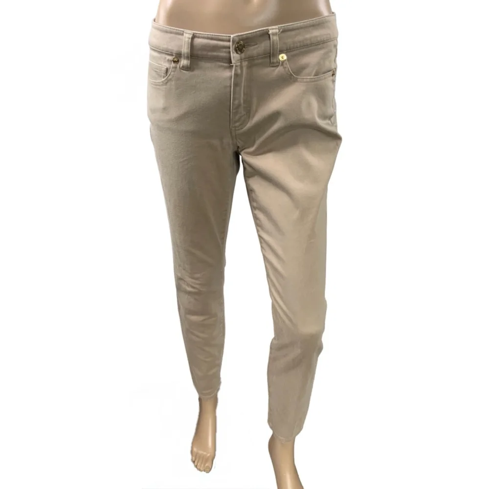 Michael Kors Women's Tan Gold Tone Hardware Cropped Pants Size 2 Preppy Academia